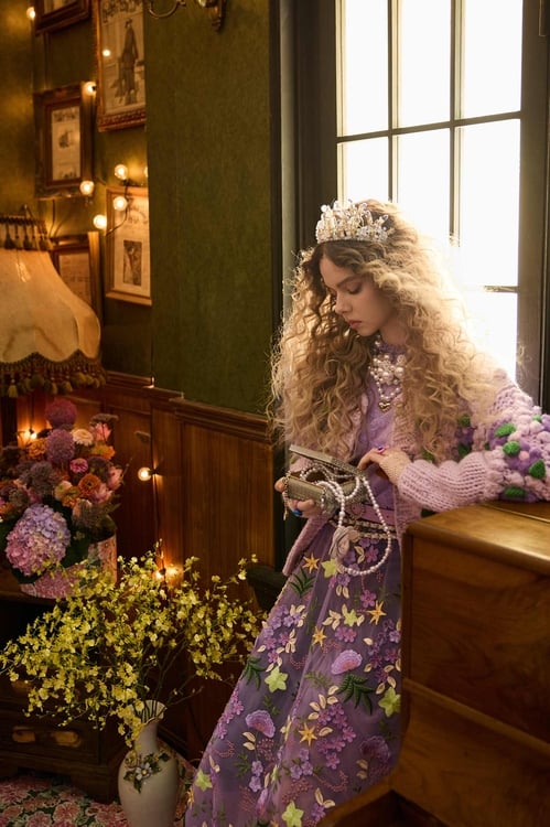 Handcrafted Floral Detail Cable Knit Cardigan,Outerwear