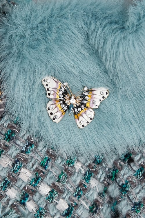 Powder Blue Tweed Jacket,Outerwear