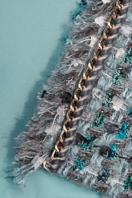 Powder Blue Tweed Jacket,Outerwear