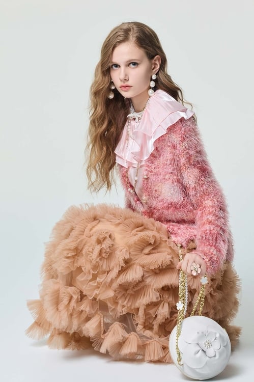 V-neck Fringe Knit Cardigan,,V-neck Fringe Knit Cardigan,Jackets,Outerwear,Season (SS) Look,pearl,Knitted,Knitted coats