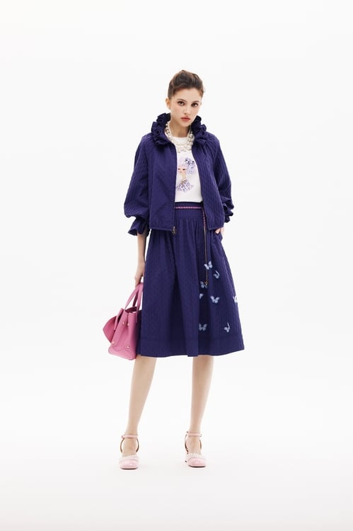 Ruffle Collar Purple Jacket,Jackets