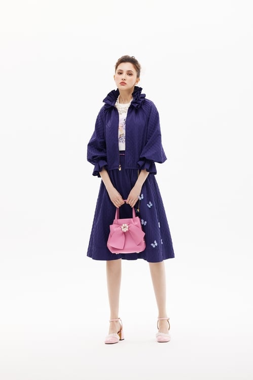 Ruffle Collar Purple Jacket,Jackets