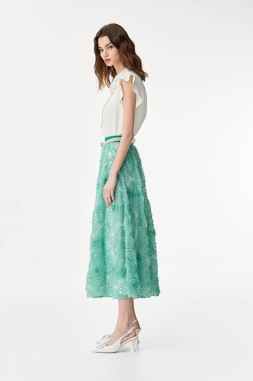 Checkerd Mesh Floral Maxi Skirt,Tutu skirts,Tutu skirts