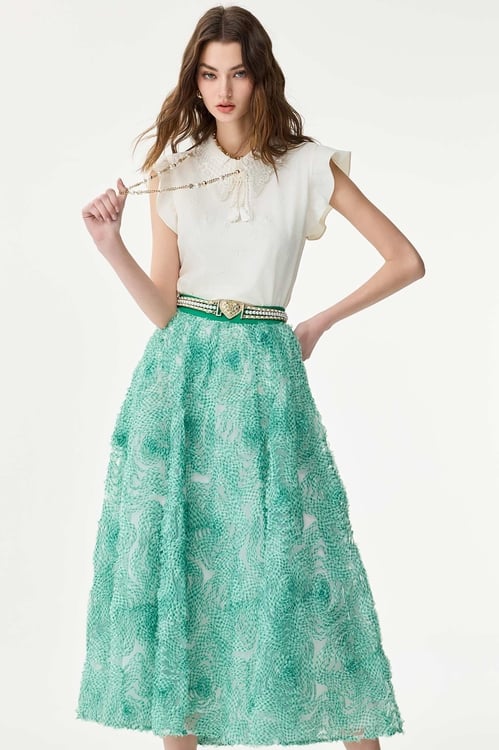 Checkerd Mesh Floral Maxi Skirt,Tutu skirts,Tutu skirts