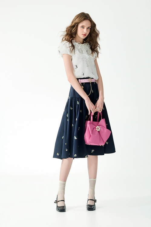 Floral Embroidery Detail Midi Skirt,,Floral Embroidery Detail Midi Skirt,Season (SS) Look,Mini skirts,Embroidered,Season (SS) Look,Midi skirts