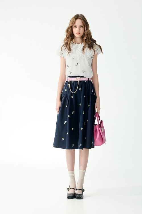 Floral Embroidery Detail Midi Skirt,,Floral Embroidery Detail Midi Skirt,Season (SS) Look,Mini skirts,Embroidered,Season (SS) Look,Midi skirts