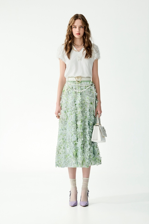 3-D Floral Detail Maxi Skirt,,3-D Floral Detail Maxi Skirt,Season (SS) Look,Mini skirts,Embroidered,Season (SS) Look,Midi skirts,Tops,Embroidered,Season (SS) Look,Mesh fabric,Embroidered,Midi skirts
