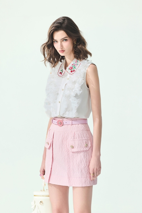 Textured Pink Short Skirt,Mini skirts