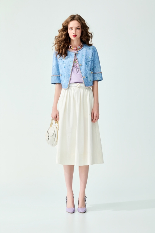 Hollow Out Floral Midi Skirt,,,Jackets,Embroidered,Outerwear,Season (SS) Look,Floral,Mesh fabric,Lace,Tops,Season (SS) Look,White skirts,Midi skirts