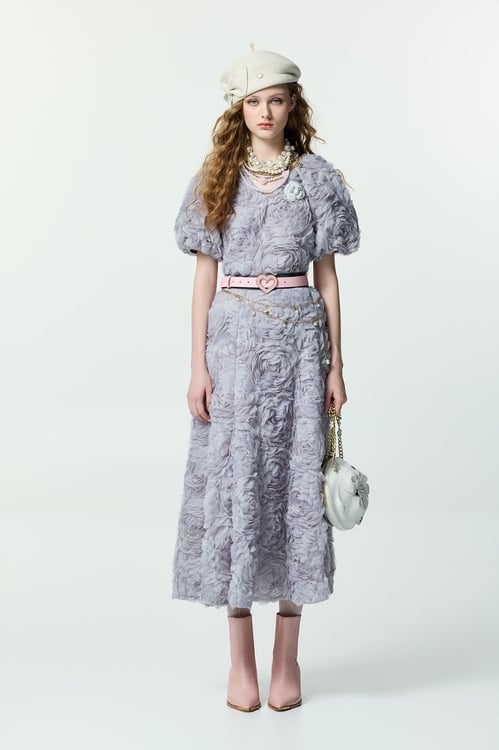 Grey 3-D Rose Maxi Skirt,Tutu skirts,Tutu skirts