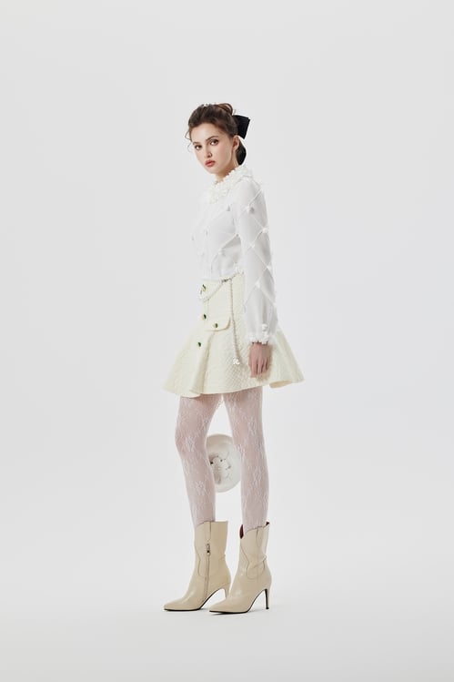 Embossed Floral Short Skirt,Mini skirts