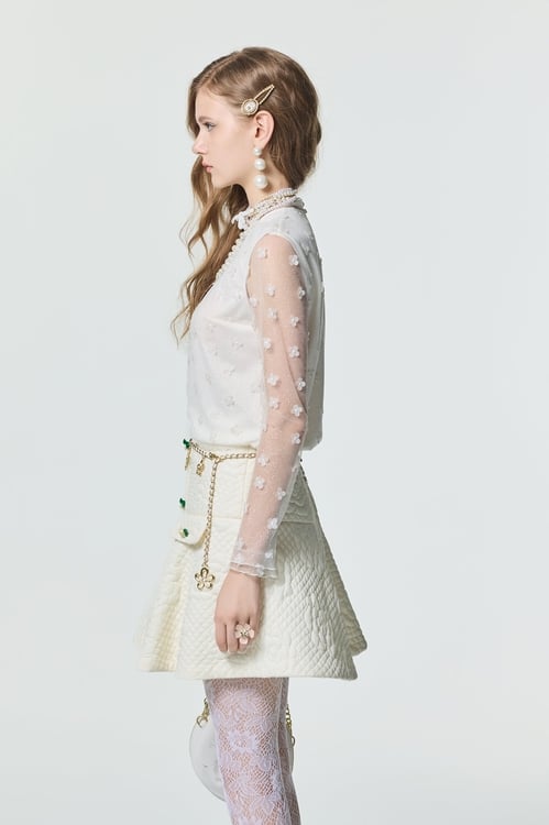 Embossed Floral Short Skirt,Mini skirts