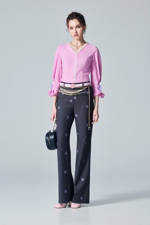 Embroidery Rose Wide Leg Pants,Culottes,Culottes