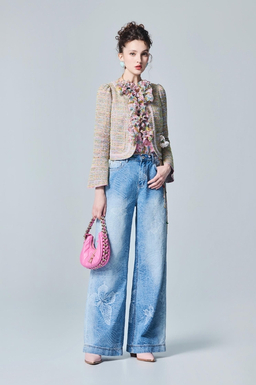 Butterfly Motif Wide Leg Jeans,,Butterfly Motif Wide Leg Jeans,Bell-bottoms,Season (AW) Look,pants,Season (SS) Look,Denim,Jeans,pants