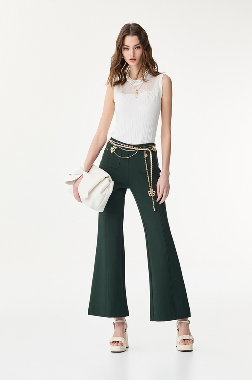 Moss Green Boot Leg Pants,Bell-bottoms,Bell-bottoms,Bell-bottoms