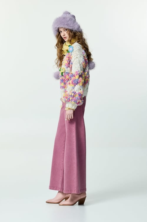 Pink Wide Leg Jeans,Denim,Denim