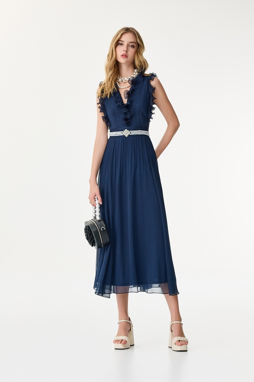 Ruffle Detail Chiffon Dress,Chiffon dresses