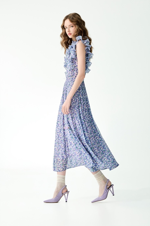 Floral Print Ruffle Detail Maxi Dress,,Floral Print Ruffle Detail Maxi Dress,Dresses,Embroidered,Season (SS) Look,Dresses,Chiffon dresses,Season (SS) Look,Chiffon,Chiffon dresses