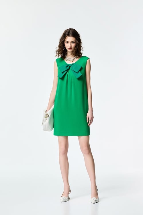 Front Bow Sleeveless Dress,City Feminine