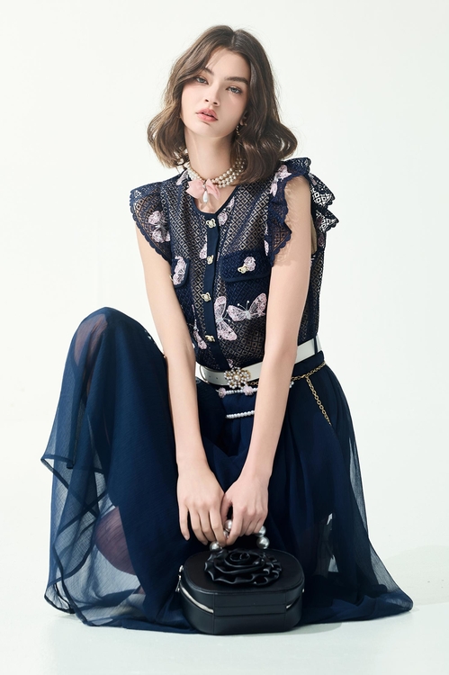Butterfly Embroidery Maxi Dress,,Butterfly Embroidery Maxi Dress,Dresses,Season (SS) Look,Dresses,Embroidered,Season (SS) Look,Plaid,Lace,Chiffon