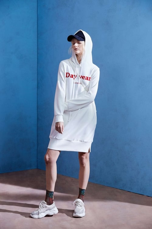 Hoodie Slogan Dress,Rayon