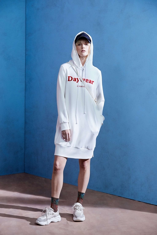 Hoodie Slogan Dress,Rayon