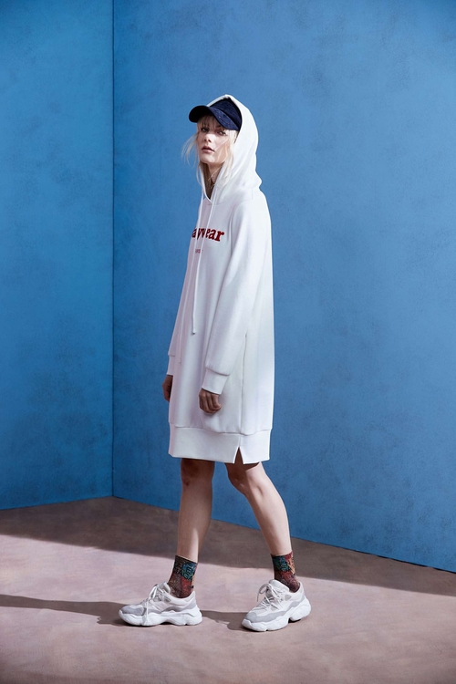 Hoodie Slogan Dress,Rayon