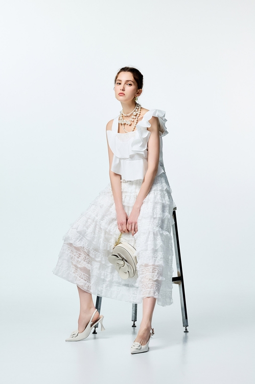 Asymmeric Ruffle Detail Vest,City Feminine