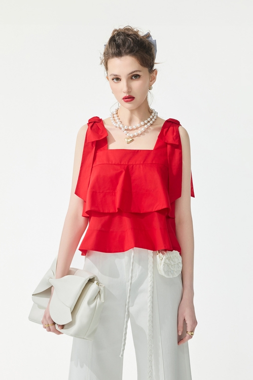 Chili Red Double Layer Vest,,,Season (SS) Look,pants,Jumpsuits,Tops,bestselling,Season (SS) Look,sleeveless tops,Tops,Embroidered,Season (SS) Look,White tops,sleeveless tops,sleeveless tops,Tops,bestselling,Season (SS) Look,sleeveless tops,bows