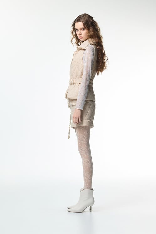 Quilted Sequin Vest,Outerwear