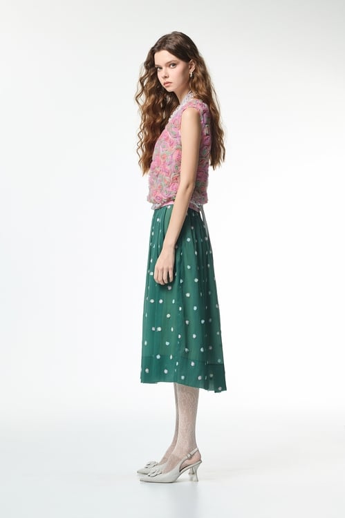 Multi Colour 3-D Rose Detail Vest,Embroidered,Embroidered