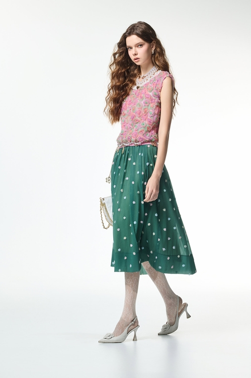 Multi Colour 3-D Rose Detail Vest,Embroidered,Embroidered