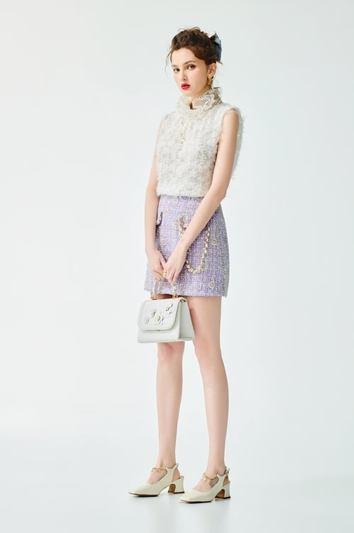 Ruffle Collar Mesh Fringe Detail Vest,Lace