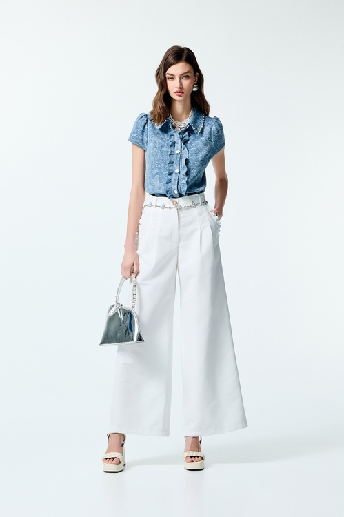 Butterfly Detail Denim Top,City Feminine