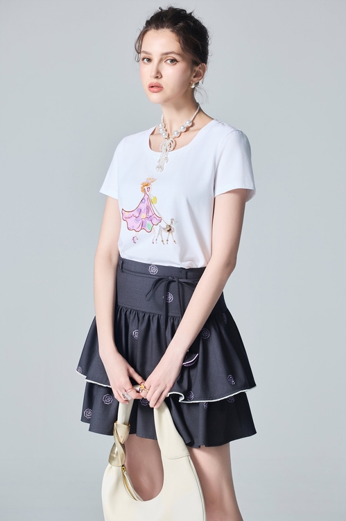 Front Graphic Print Short Sleeve Tee,dresses,Dresses