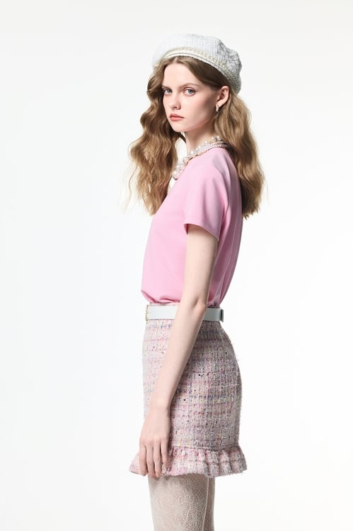 Front Graphic Pink Short Sleeve Tee,T-shirts