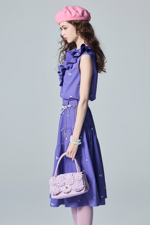 Embroidery Floral Ruffle Vest,Embroidered,Embroidered