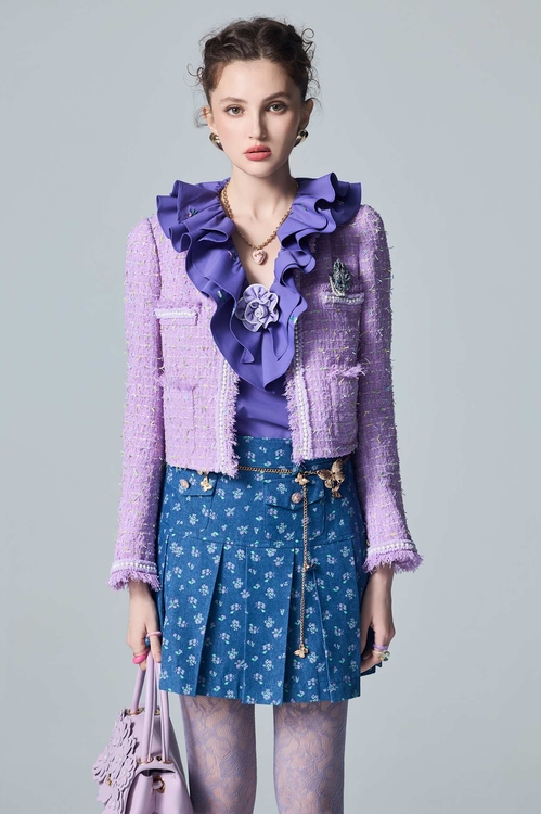 Embroidery Floral Ruffle Vest,Embroidered,Embroidered