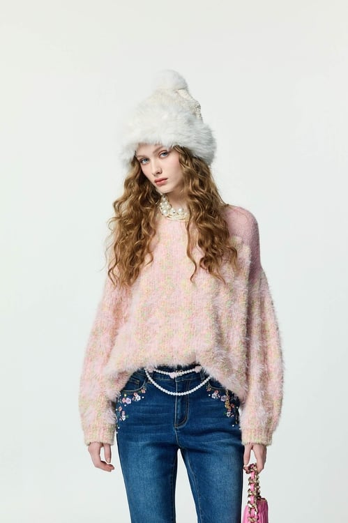 Pastel Gradient Knit Top,Knitted