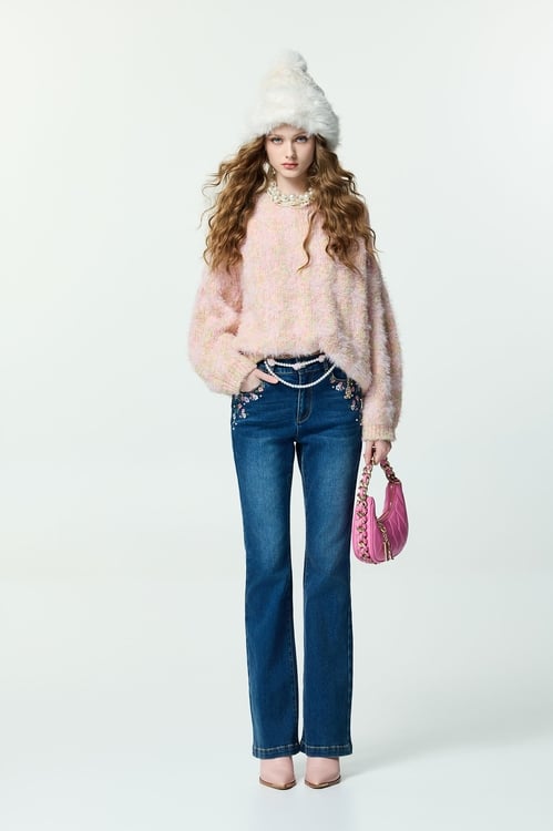 Pastel Gradient Knit Top,Knitted