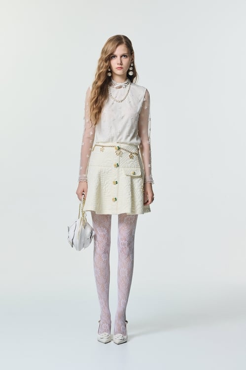 3-D Floral Sequin Mesh Top,Under shirts