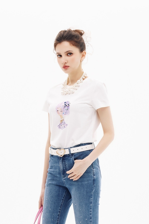 Figure Graphic Short Sleeve Tee,Embroidered,Embroidered