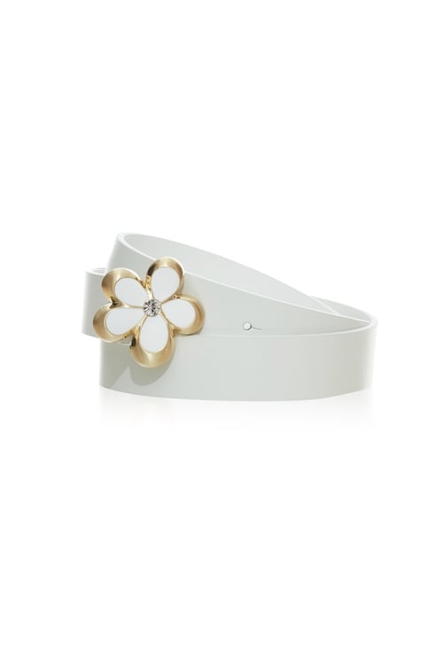 Diamonte Floral Leather Belt,Leather,Leather