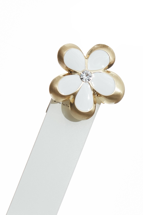 Diamonte Floral Leather Belt,Leather,Leather