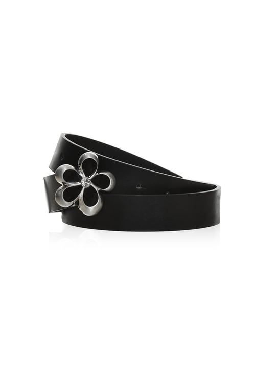 Diamonte Floral Leather Belt,Leather,Leather
