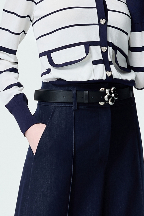 Diamonte Floral Leather Belt,Leather,Leather