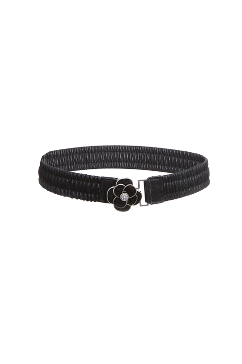 Floral Buckle Elastic Waist Belt,,Floral Buckle Elastic Waist Belt,Season (SS) Look,pearl,Belts,Leather