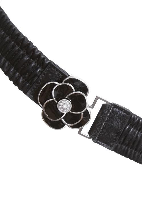 Floral Buckle Elastic Waist Belt,,Floral Buckle Elastic Waist Belt,Season (SS) Look,pearl,Belts,Leather