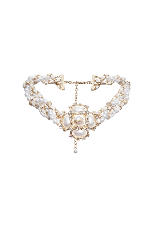 Braided Chain Pearl Detail Necklace,,Braided Chain Pearl Detail Necklace,Season (SS) Look,pearl,Season (SS) Look,Necklaces,Season (SS) Look,pearl,Necklaces
