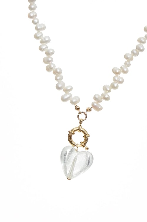 Irregular Pearl Heart Pendant Necklace,,Irregular Pearl Heart Pendant Necklace,Dresses,pearl,Season (AW) Look,Lace,bows,Necklaces,pearl,Season (AW) Look,Necklaces,Season (SS) Look,pearl,Necklaces